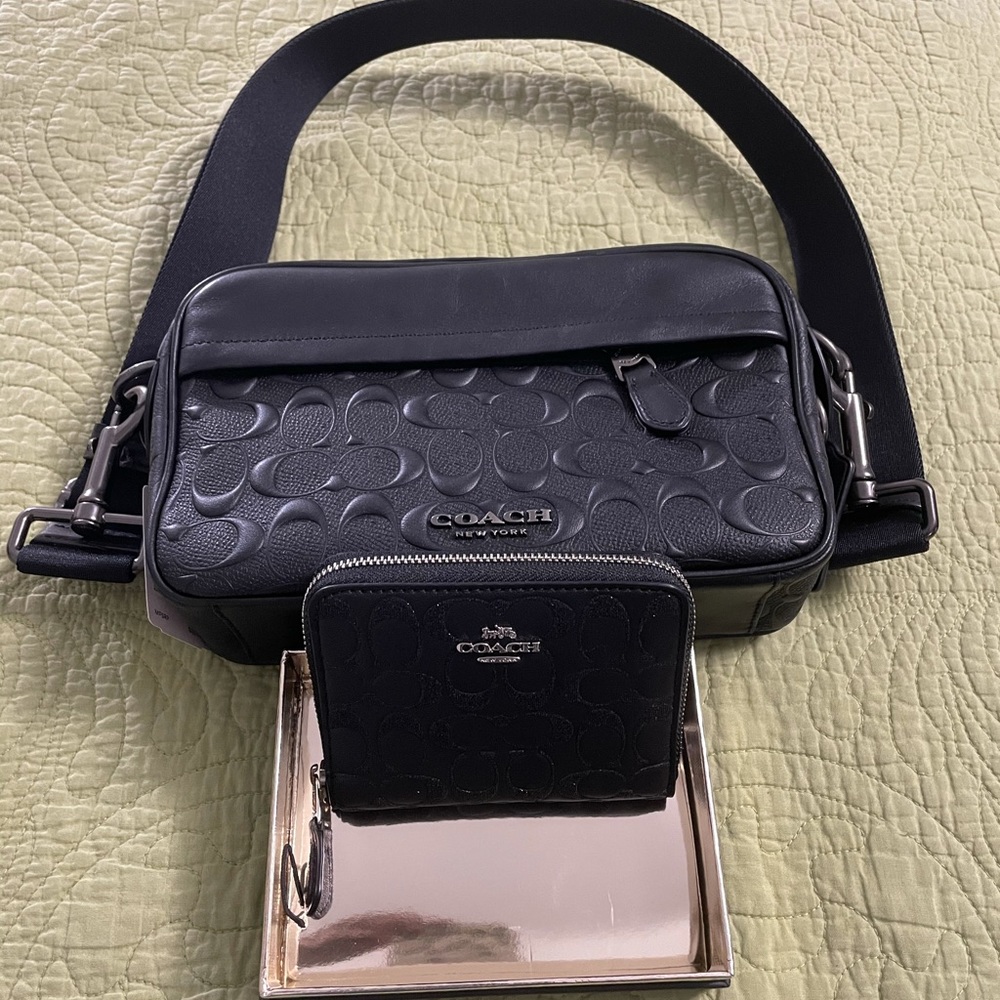 Graham Crossbody in Signature Leather with wallet.